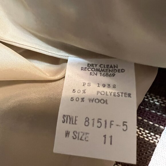 That's Me USA Women's Plaid Wool Blend Blazer Jacket Brown Beige Check Size 11 - Picture 5 of 11